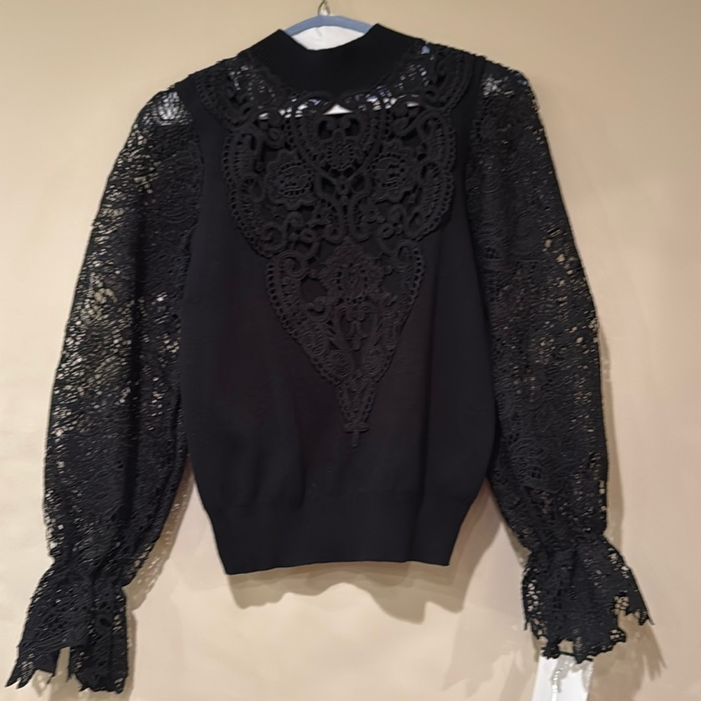 Lace sweater long sleeve top